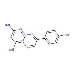 Nc1nc(N)c2ncc(-c3ccc(O)cc3)nc2n1 ZINC000028711073