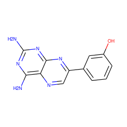 Nc1nc(N)c2ncc(-c3cccc(O)c3)nc2n1 ZINC000028711071