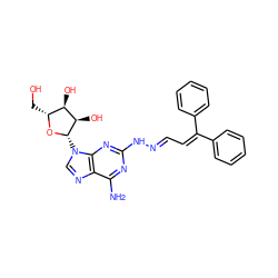 Nc1nc(N/N=C/C=C(c2ccccc2)c2ccccc2)nc2c1ncn2[C@@H]1O[C@H](CO)[C@@H](O)[C@H]1O ZINC000012405894