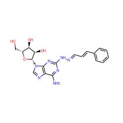 Nc1nc(N/N=C/C=C/c2ccccc2)nc2c1ncn2[C@@H]1O[C@H](CO)[C@@H](O)[C@H]1O ZINC000012405886