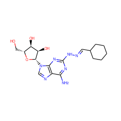 Nc1nc(N/N=C/C2CCCCC2)nc2c1ncn2[C@@H]1O[C@H](CO)[C@@H](O)[C@H]1O ZINC000003932652