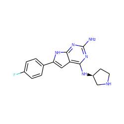 Nc1nc(N[C@H]2CCNC2)c2cc(-c3ccc(F)cc3)[nH]c2n1 ZINC000095594085