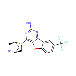 Nc1nc(N2C[C@@H]3C[C@H]2CN3)c2oc3ccc(C(F)(F)F)cc3c2n1 ZINC000073170233