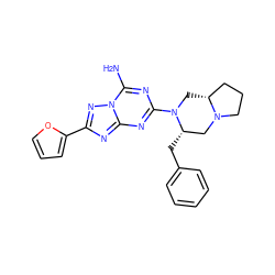 Nc1nc(N2C[C@@H]3CCCN3C[C@@H]2Cc2ccccc2)nc2nc(-c3ccco3)nn12 ZINC000013585789