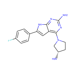 Nc1nc(N2CC[C@H](N)C2)c2cc(-c3ccc(F)cc3)[nH]c2n1 ZINC000095595288