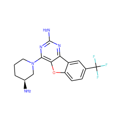 Nc1nc(N2CCC[C@H](N)C2)c2oc3ccc(C(F)(F)F)cc3c2n1 ZINC000073158881