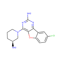 Nc1nc(N2CCC[C@H](N)C2)c2oc3ccc(Cl)cc3c2n1 ZINC000073195896