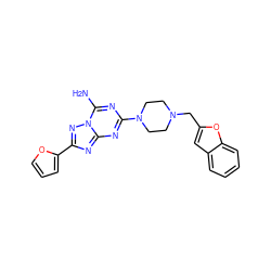 Nc1nc(N2CCN(Cc3cc4ccccc4o3)CC2)nc2nc(-c3ccco3)nn12 ZINC000013581781