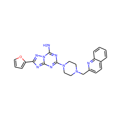 Nc1nc(N2CCN(Cc3ccc4ccccc4n3)CC2)nc2nc(-c3ccco3)nn12 ZINC000013581818