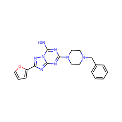 Nc1nc(N2CCN(Cc3ccccc3)CC2)nc2nc(-c3ccco3)nn12 ZINC000013581741