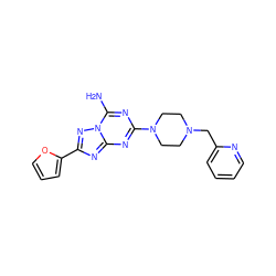 Nc1nc(N2CCN(Cc3ccccn3)CC2)nc2nc(-c3ccco3)nn12 ZINC000013581802