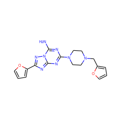 Nc1nc(N2CCN(Cc3ccco3)CC2)nc2nc(-c3ccco3)nn12 ZINC000013581777