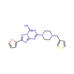 Nc1nc(N2CCN(Cc3ccsc3)CC2)nc2nc(-c3ccco3)nn12 ZINC000013581784