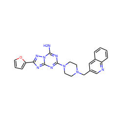 Nc1nc(N2CCN(Cc3cnc4ccccc4c3)CC2)nc2nc(-c3ccco3)nn12 ZINC000013581822