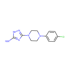 Nc1nc(N2CCN(c3ccc(Cl)cc3)CC2)n[nH]1 ZINC000005757151