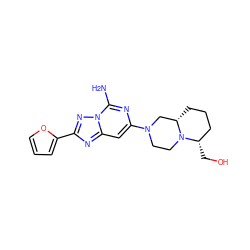 Nc1nc(N2CCN3[C@@H](CCC[C@@H]3CO)C2)cc2nc(-c3ccco3)nn12 ZINC000013585767