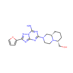 Nc1nc(N2CCN3[C@@H](CCC[C@@H]3CO)C2)nc2nc(-c3ccco3)nn12 ZINC000013585799