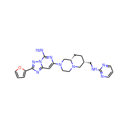 Nc1nc(N2CCN3C[C@@H](CNc4ncccn4)CC[C@H]3C2)cc2nc(-c3ccco3)nn12 ZINC000013585877