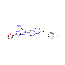 Nc1nc(N2CCN3C[C@@H](COc4ccc(F)cc4)CC[C@H]3C2)nc2nc(-c3ccco3)nn12 ZINC000013585819