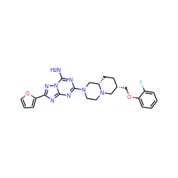 Nc1nc(N2CCN3C[C@@H](COc4ccccc4F)CC[C@H]3C2)nc2nc(-c3ccco3)nn12 ZINC000013585813