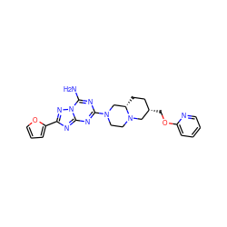 Nc1nc(N2CCN3C[C@@H](COc4ccccn4)CC[C@H]3C2)nc2nc(-c3ccco3)nn12 ZINC000013585834