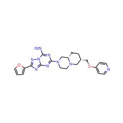 Nc1nc(N2CCN3C[C@@H](COc4ccncc4)CC[C@H]3C2)nc2nc(-c3ccco3)nn12 ZINC000013585848