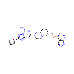 Nc1nc(N2CCN3C[C@@H](COc4ncnc5[nH]ncc45)CC[C@@H]3C2)nc2nc(-c3ccco3)nn12 ZINC000064220937