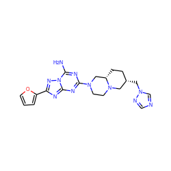 Nc1nc(N2CCN3C[C@@H](Cn4cncn4)CC[C@H]3C2)nc2nc(-c3ccco3)nn12 ZINC000013585862