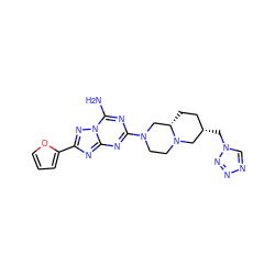 Nc1nc(N2CCN3C[C@@H](Cn4cnnn4)CC[C@H]3C2)nc2nc(-c3ccco3)nn12 ZINC000013585863