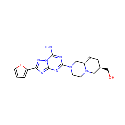 Nc1nc(N2CCN3C[C@H](CO)CC[C@H]3C2)nc2nc(-c3ccco3)nn12 ZINC000013585795