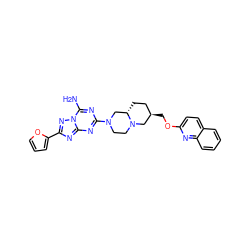 Nc1nc(N2CCN3C[C@H](COc4ccc5ccccc5n4)CC[C@H]3C2)nc2nc(-c3ccco3)nn12 ZINC000013585838