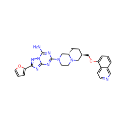 Nc1nc(N2CCN3C[C@H](COc4cccc5cnccc45)CC[C@H]3C2)nc2nc(-c3ccco3)nn12 ZINC000013585832