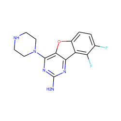 Nc1nc(N2CCNCC2)c2oc3ccc(F)c(F)c3c2n1 ZINC000073158754