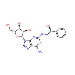 Nc1nc(NC[C@@H](O)c2ccccc2)nc2c1ncn2[C@@H]1O[C@H](CO)[C@@H](O)[C@H]1O ZINC000011686522