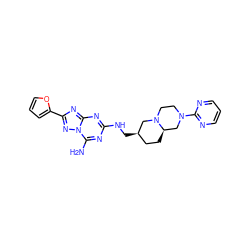 Nc1nc(NC[C@@H]2CC[C@@H]3CN(c4ncccn4)CCN3C2)nc2nc(-c3ccco3)nn12 ZINC000013585885