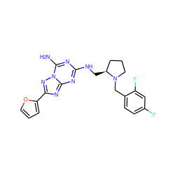 Nc1nc(NC[C@H]2CCCN2Cc2ccc(F)cc2F)nc2nc(-c3ccco3)nn12 ZINC000013612473