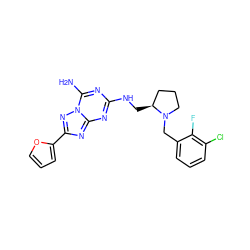 Nc1nc(NC[C@H]2CCCN2Cc2cccc(Cl)c2F)nc2nc(-c3ccco3)nn12 ZINC000013612480