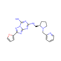 Nc1nc(NC[C@H]2CCCN2Cc2ccccn2)nc2nc(-c3ccco3)nn12 ZINC000013612517