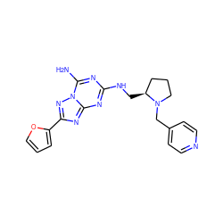 Nc1nc(NC[C@H]2CCCN2Cc2ccncc2)nc2nc(-c3ccco3)nn12 ZINC000013612525