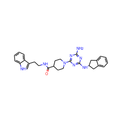 Nc1nc(NC2Cc3ccccc3C2)nc(N2CCC(C(=O)NCCc3c[nH]c4ccccc34)CC2)n1 ZINC000013800853