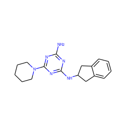 Nc1nc(NC2Cc3ccccc3C2)nc(N2CCCCC2)n1 ZINC000013800827