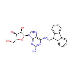 Nc1nc(NCC2c3ccccc3-c3ccccc32)c2ncn([C@H]3O[C@H](CO)[C@@H](O)[C@H]3O)c2n1 ZINC000049125150