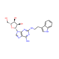 Nc1nc(NCCc2c[nH]c3ccccc23)nc2c1ncn2[C@@H]1O[C@H](CO)[C@@H](O)[C@H]1O ZINC000013823898