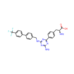 Nc1nc(NCc2ccc(-c3ccc(C(F)(F)F)cc3)cc2)nc(-c2ccc(C[C@H](N)C(=O)O)cc2)n1 ZINC000045260052