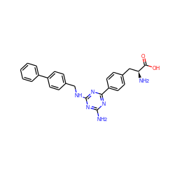 Nc1nc(NCc2ccc(-c3ccccc3)cc2)nc(-c2ccc(C[C@H](N)C(=O)O)cc2)n1 ZINC000045288111