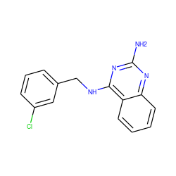 Nc1nc(NCc2cccc(Cl)c2)c2ccccc2n1 ZINC000149025287