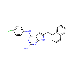 Nc1nc(Nc2ccc(Cl)cc2)c2cc(Cc3cccc4ccccc34)[nH]c2n1 ZINC000073197911