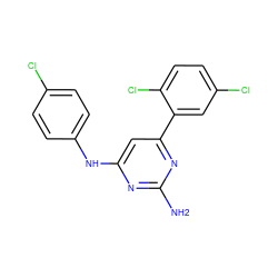 Nc1nc(Nc2ccc(Cl)cc2)cc(-c2cc(Cl)ccc2Cl)n1 ZINC000026386164