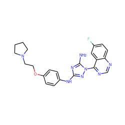 Nc1nc(Nc2ccc(OCCN3CCCC3)cc2)nn1-c1ncnc2ccc(F)cc12 ZINC000137664742