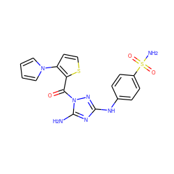 Nc1nc(Nc2ccc(S(N)(=O)=O)cc2)nn1C(=O)c1sccc1-n1cccc1 ZINC000040937974